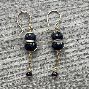 14K gold filled all natural blue sapphire earrings
